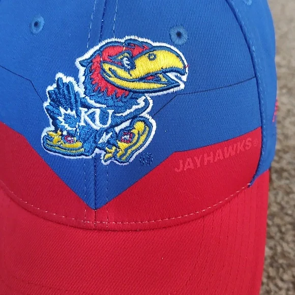 NCAA Adidas Kansas Jayhawks M730Z Flex Fit Hat Cap Blue Large - XL